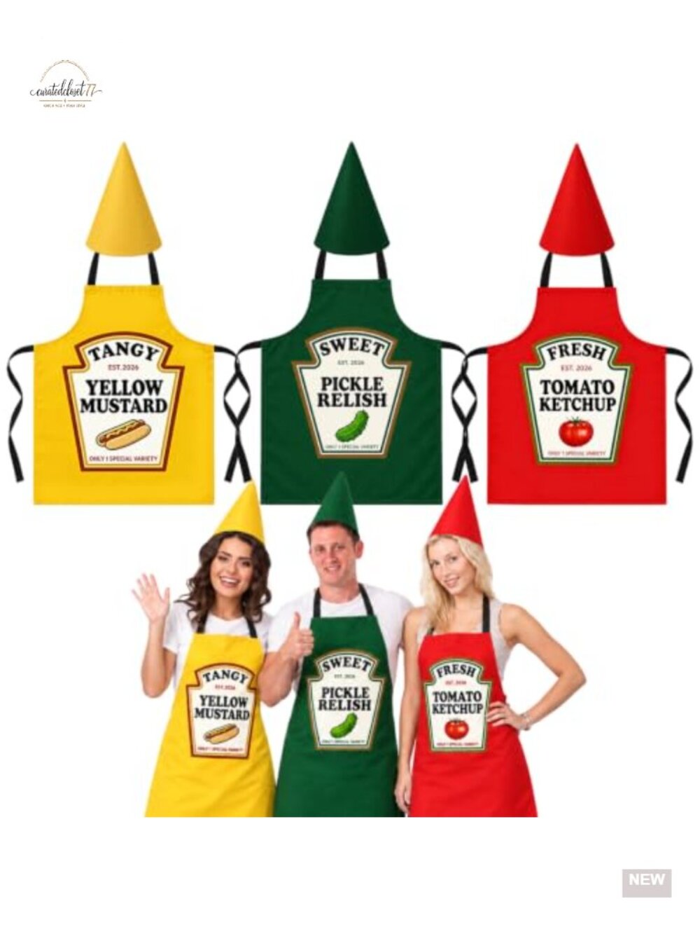 Condiment Apron Costume Set 3 Piece Funny Group Halloween Party Fancy Dress